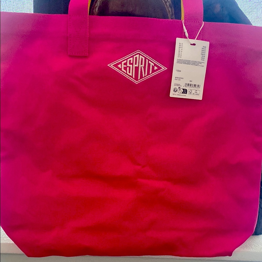 Esprit Pink Canvas Tote Bag with Bold Design